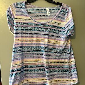 LuLaRoe Pastel Striped Short Sleeve Top